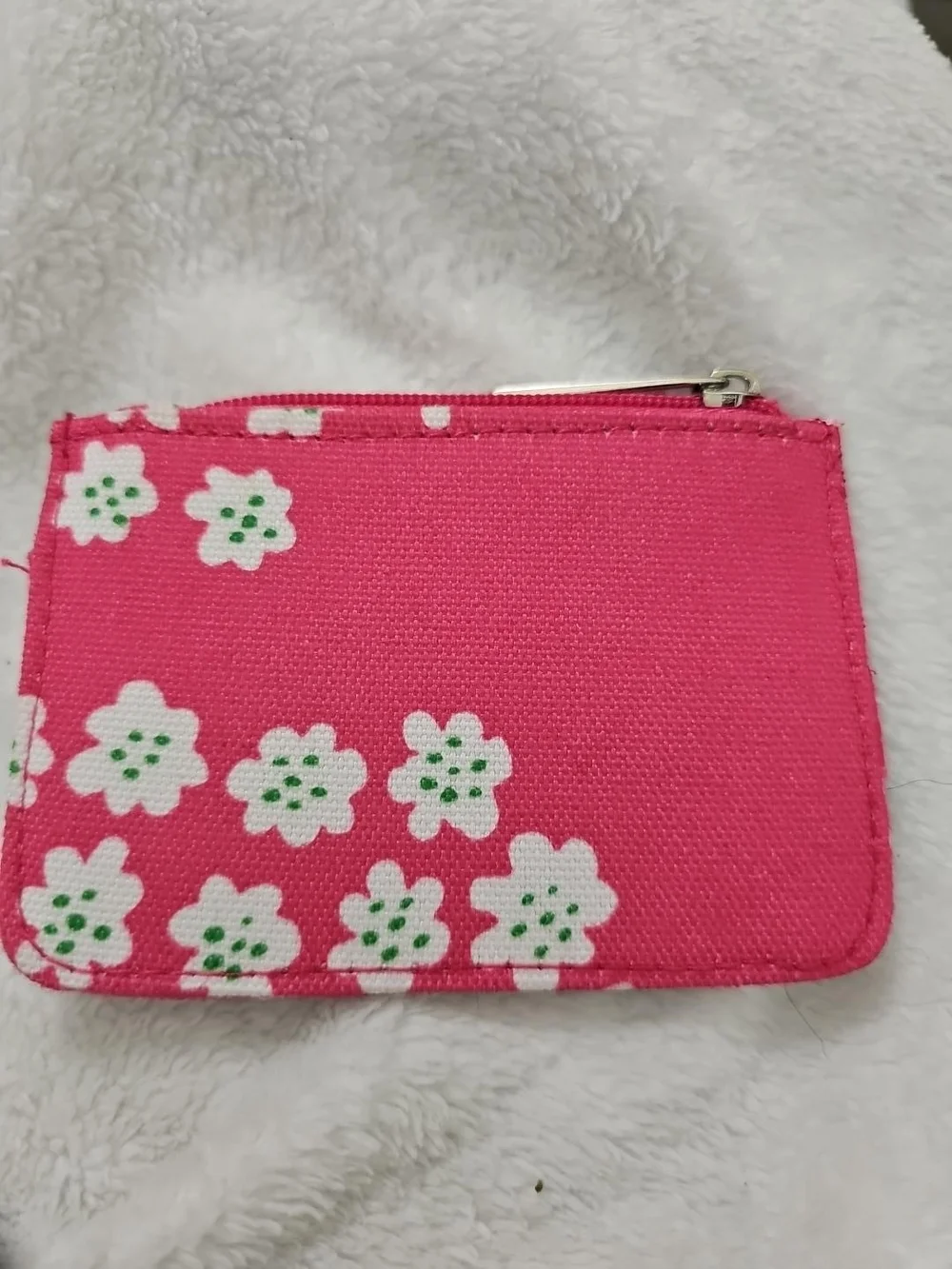 Marimekko for Clinique Pink Floral Coin Purse Card Holder Zip Pouch